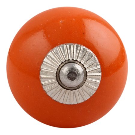 Orange Round Silver Fitting Ceramic Knob